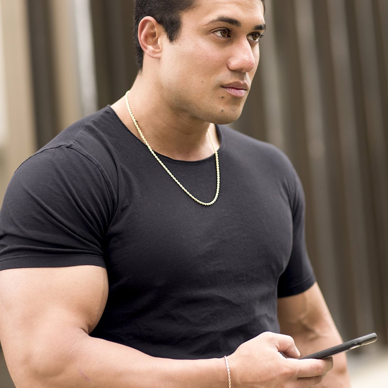 LIFETIME JEWELRY 3mm Gold Rope Chain for Men & Women 24k Real Gold Plated Diamond Cut Gold Chain Necklace Women & Necklace for Men 14 to 36 Inch (16 inches, Gold) - Image 4